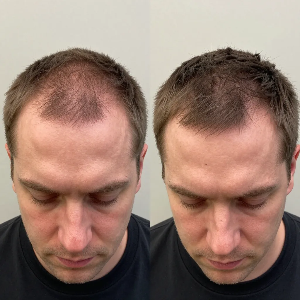 Before and after PRP hair restoration at The Practice in Jacksonville — density