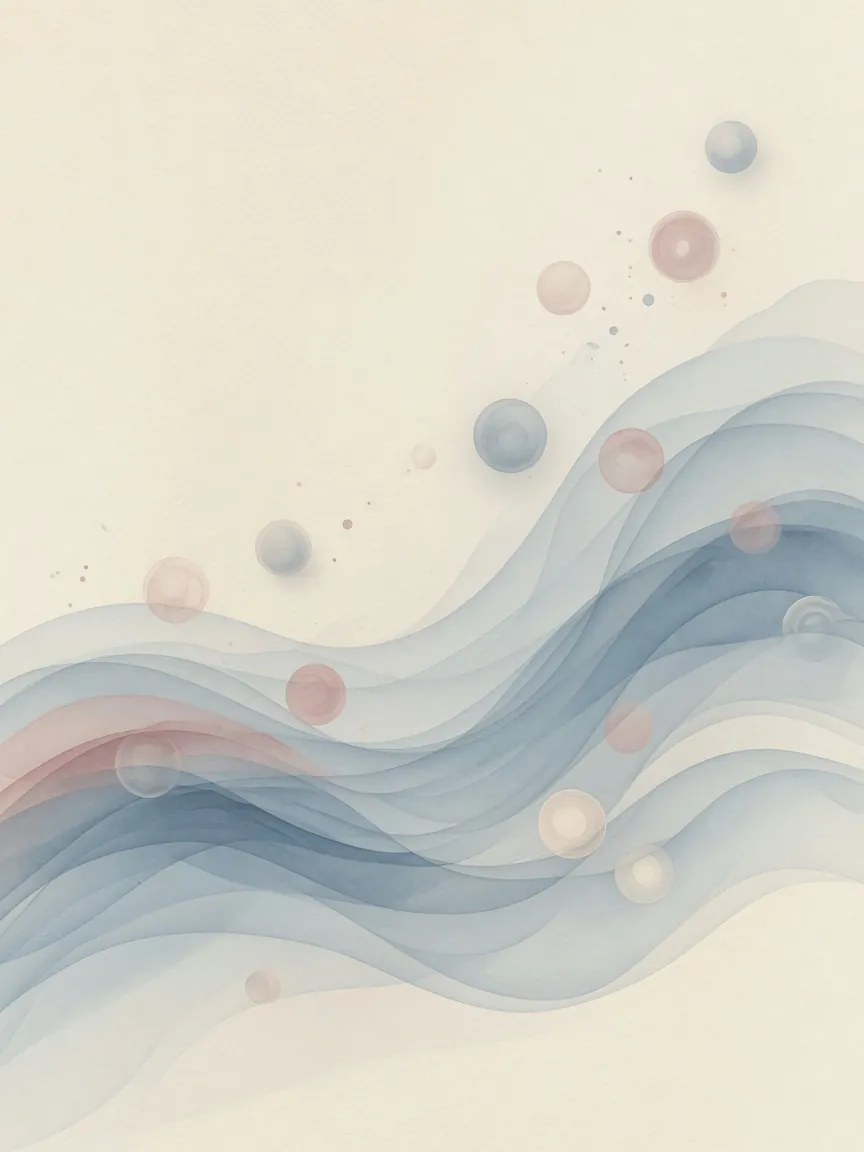 Soft abstract illustration of gentle waves and floating forms — the dream-like infusion experience